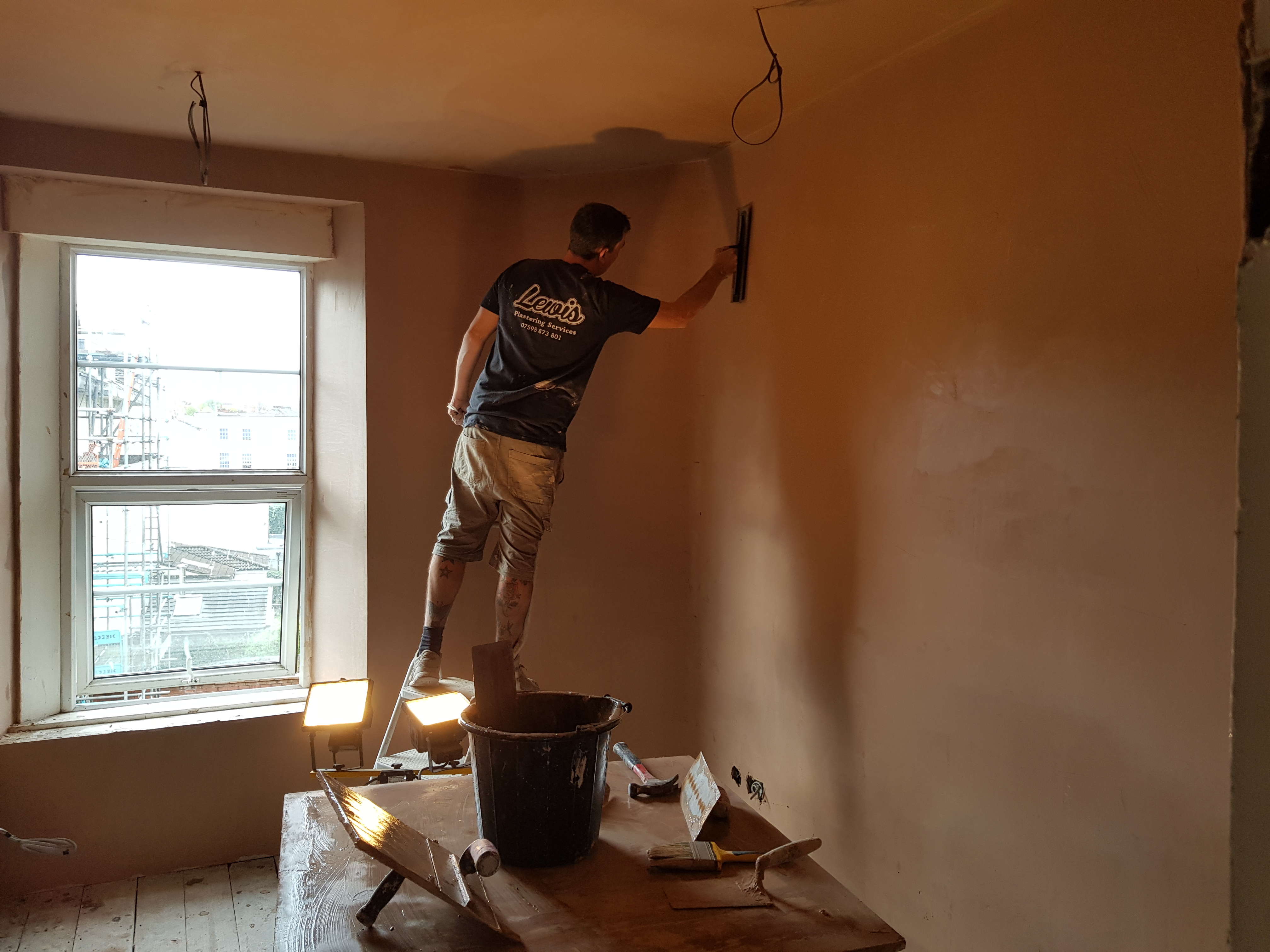 Plastering work in progress